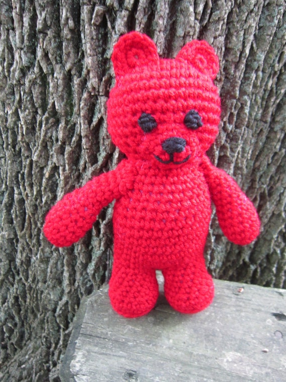 Ruby Red Teddy Bear July Birthstone Crochet