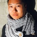 Upcycled T-Shirt Infinity Scarf - Cotton Buttoned Cowl in Grey