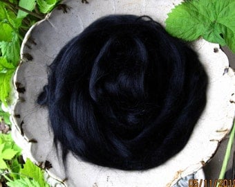 Glossy Deep Black Mohair Combed Top Roving Stunning Fiber Super Fast Shipping!