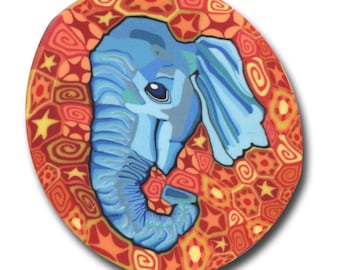Blue Elephant- Silly Milly Polymer Clay Cane