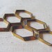 Solid Brass Small Geometric Elongated Hexagon Drop/Connector (6) Retro, Deco