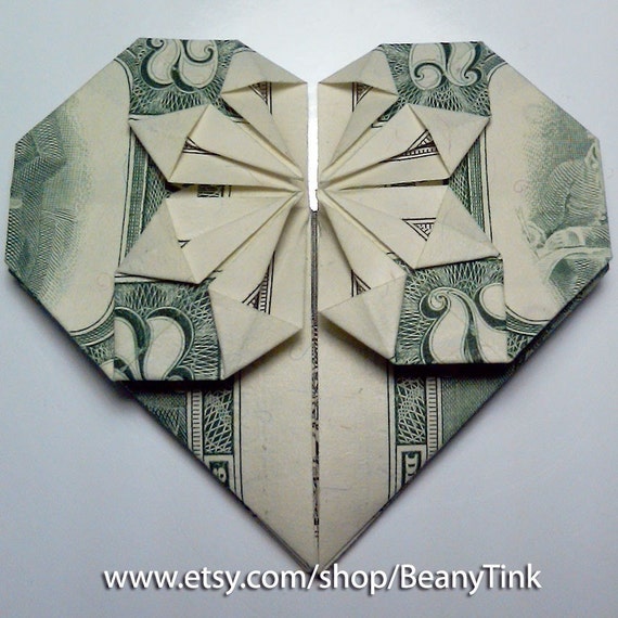 origami heart dollar