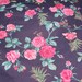 Vintage Fabric - Pink Roses on Navy Blue with Sheen - 1.5 yds x 44in