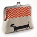Dachshund purse with orange chevron