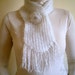 Knit White Scarf with Crochet Flowers, Cozy Warm, Gift for her