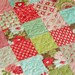 Vintage Modern Red Pink Aqua Lap or Baby Patchwork Quilt