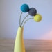 Large felt flowers.Pom pom flower bouquet. Modern floral. Needle felted decor. Grey, turquoise, and lemongrass.Centerpiece.Big blooms.