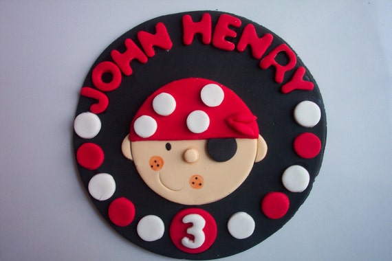 Items similar to Edible Fondant Pirate Cake Topper on Etsy
