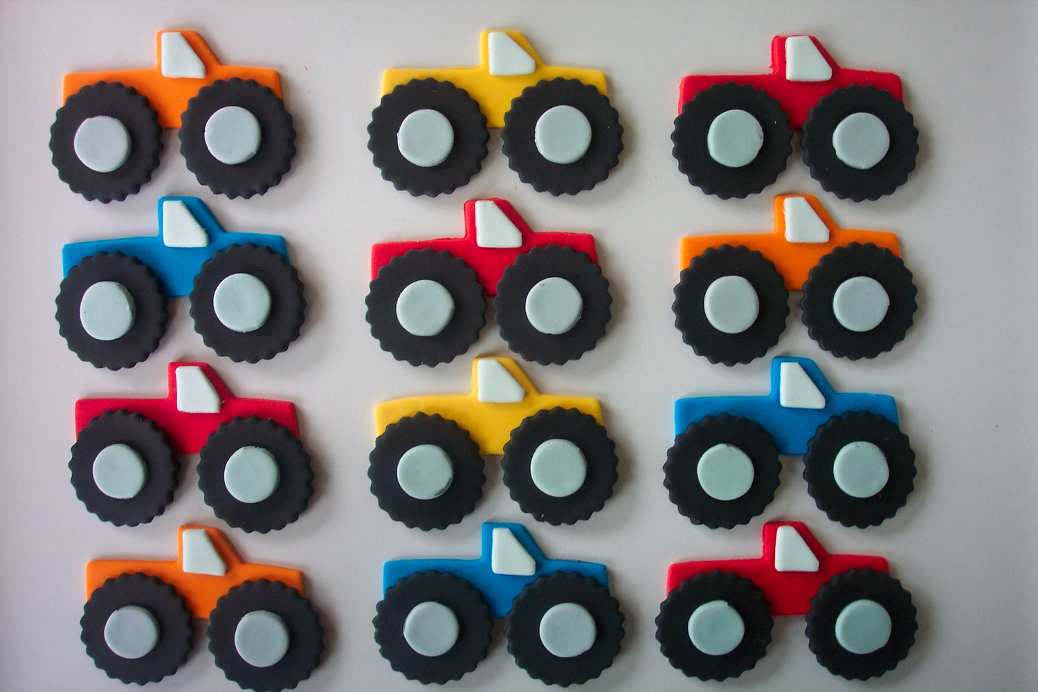 Fondant Cupcake Toppers Edible Monster Trucks by cookiecovers