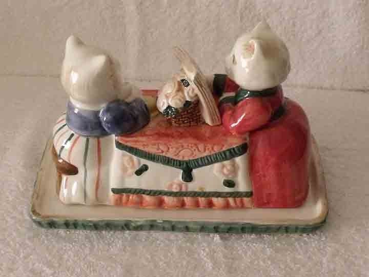 VIntage Kitty Cat Butter Dish Cute Butter Dish with Cats
