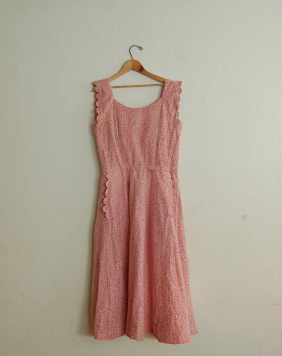 Vintage 1950's Bonwit Teller Pink Floral Dress by missingpieces