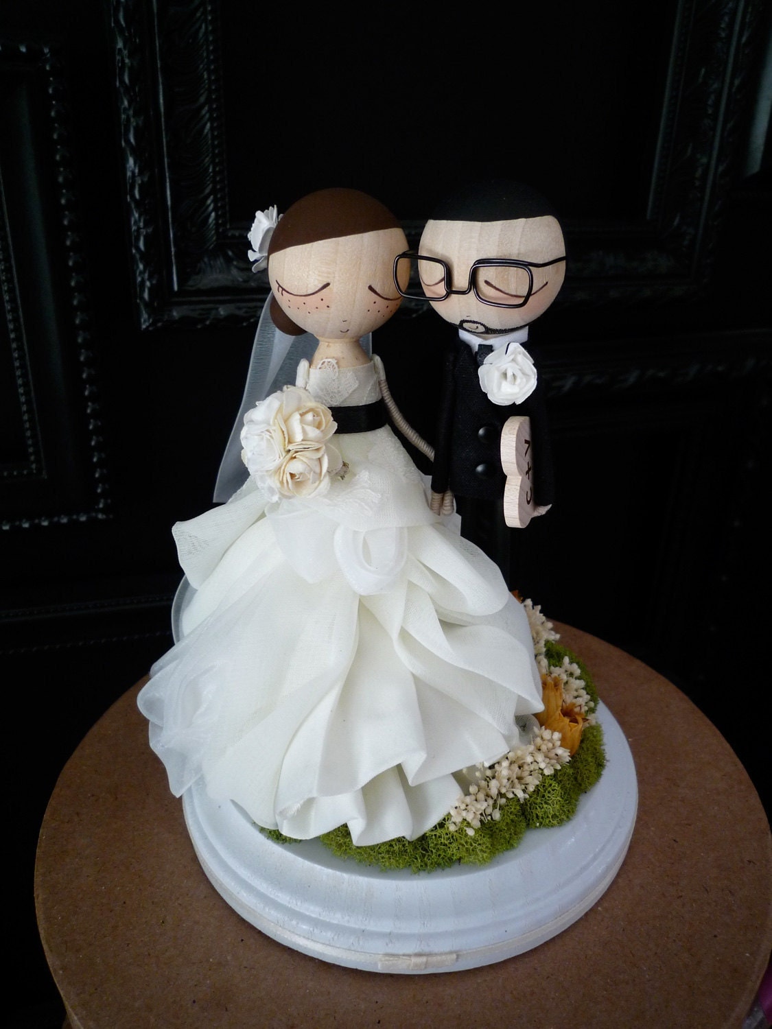 Wedding Cake Topper with Custom Wedding Dress Custom