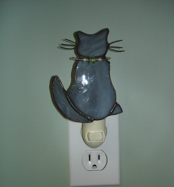 Kitty cat stained glass night light