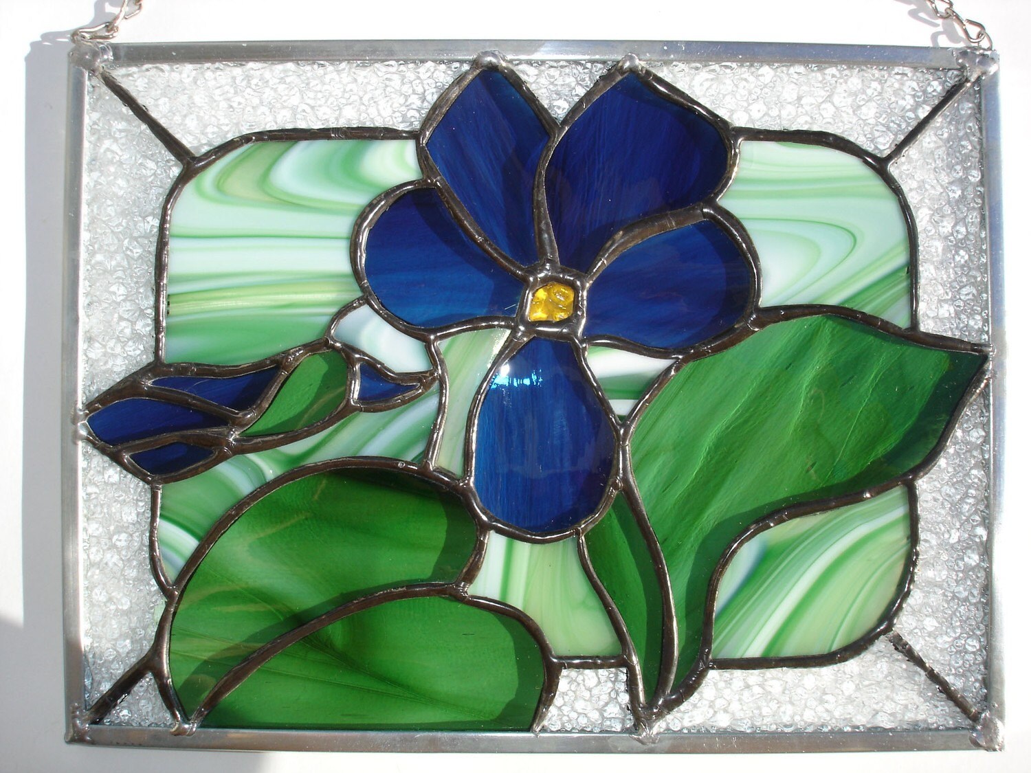 Pansy stained glass suncatcher panel window art