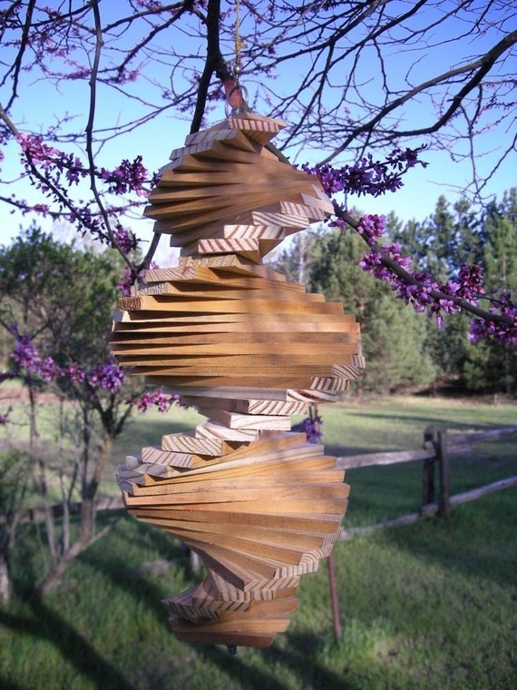 Wooden Helix Spiral Wind Spinner