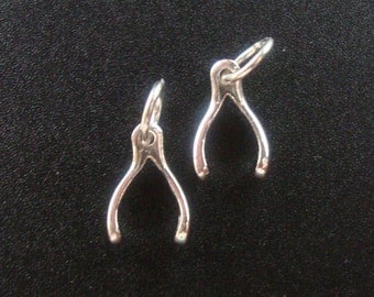 10 % Off 10 pcs, 14 x 6 mm, Sterling Silver Tiny Wishbone Good Luck Charm, Minimalist Collection