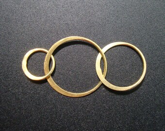 4 pcs, 36x18mm, 24K Gold Vermeil over Sterling Silver THE KIM Romantic 3 circles Link, Earring, pendant