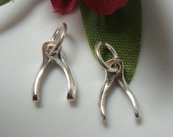 Overstock price - 15% off, GOOD LUCK, SAVE, Bulk 10 pcs, Sterling Silver Tiny Wishbone Good Luck Charm