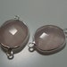 30% Off, 1 Pc, 21x13mm, Powder Pink Cloudy Rose Quartz Sterling Silver Bezel Rim Connector