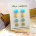 Post Earrings - Flower Earrings - Flower Cabochon stud Earrings - Turquoise Green Yellow Earrings