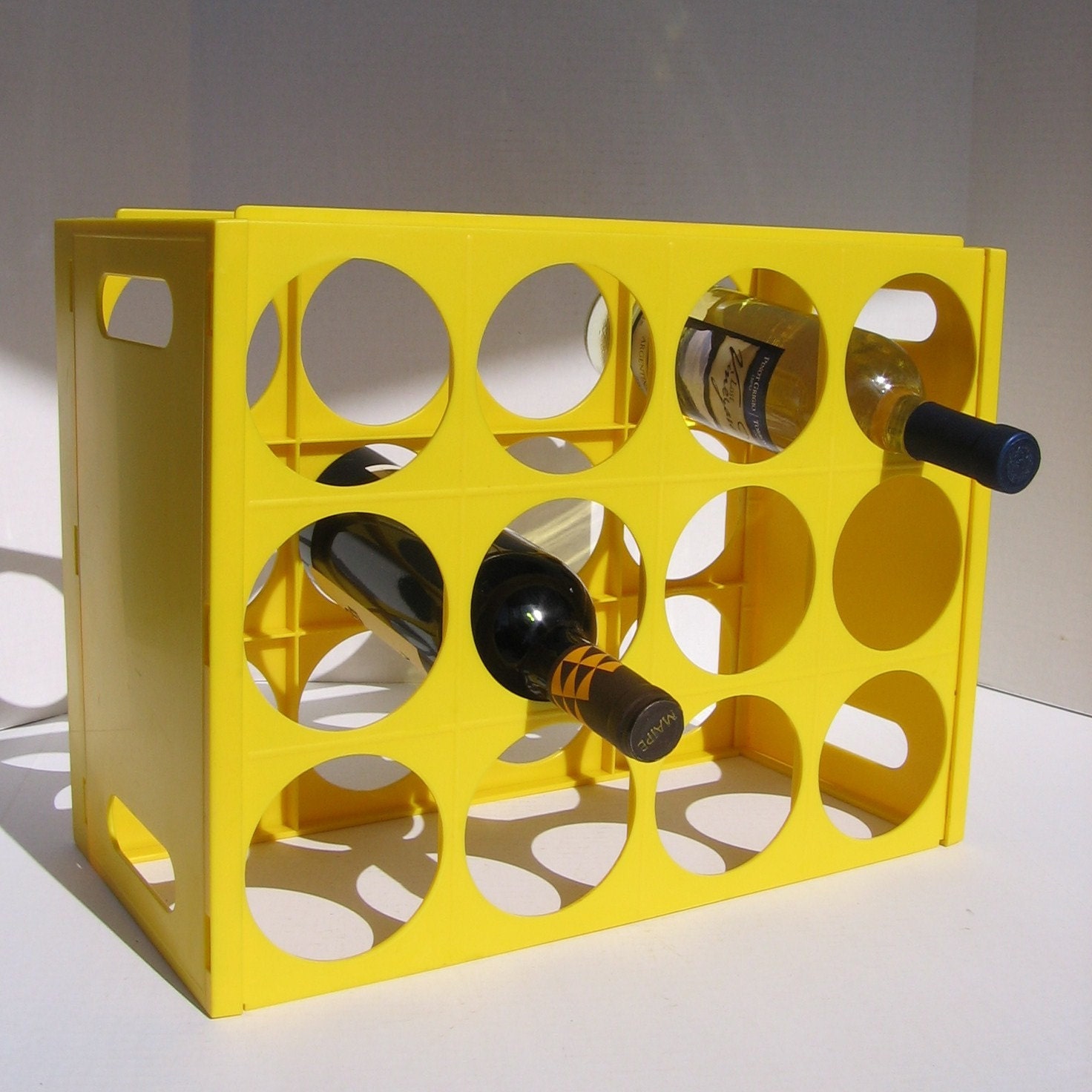 Yellow Plastic Wine Rack 12 Bottle