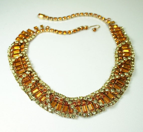 RESERVED... Vintage Kramer of New York Necklace Amber Yellow