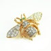 Vintage Brooch Bee Clear Green Rhinestone Figural Pin Jewelry