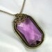Art Deco Pendant Necklace Amethyst Glass Filigree Antique Jewelry
