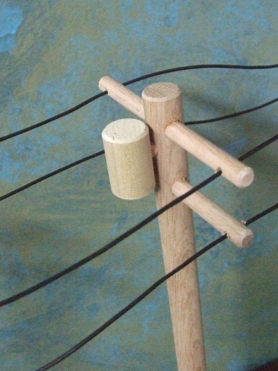 Wooden Toy High Voltage Powerline Pole 5 piece set