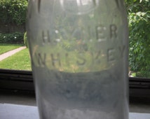 vintage clear glass whiskey bottle, hayner troy ohio ...