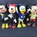 vintage walt disney figure toys, 4 piece lot, donald duck minnie mouse and 2 mickey mouse