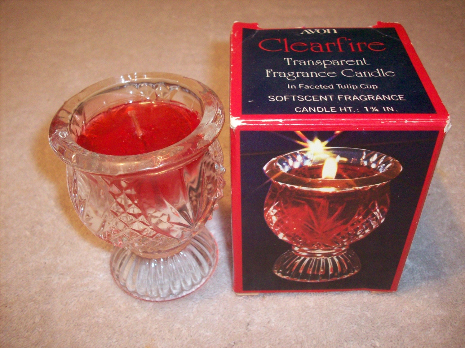 vintage avon 198082 clearfire candle in faceted by njdigfinds