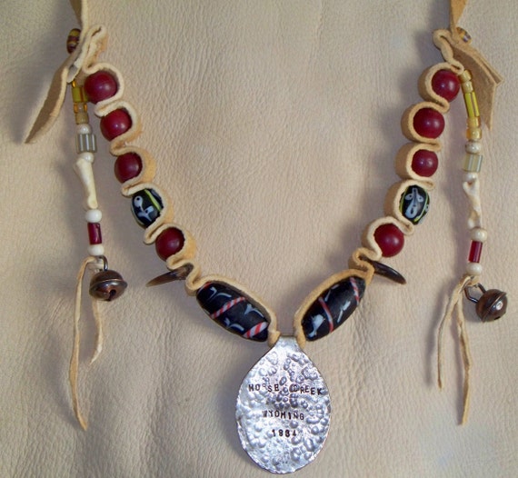 Fur Trade Mountain Man Necklace with Trade Beads of First