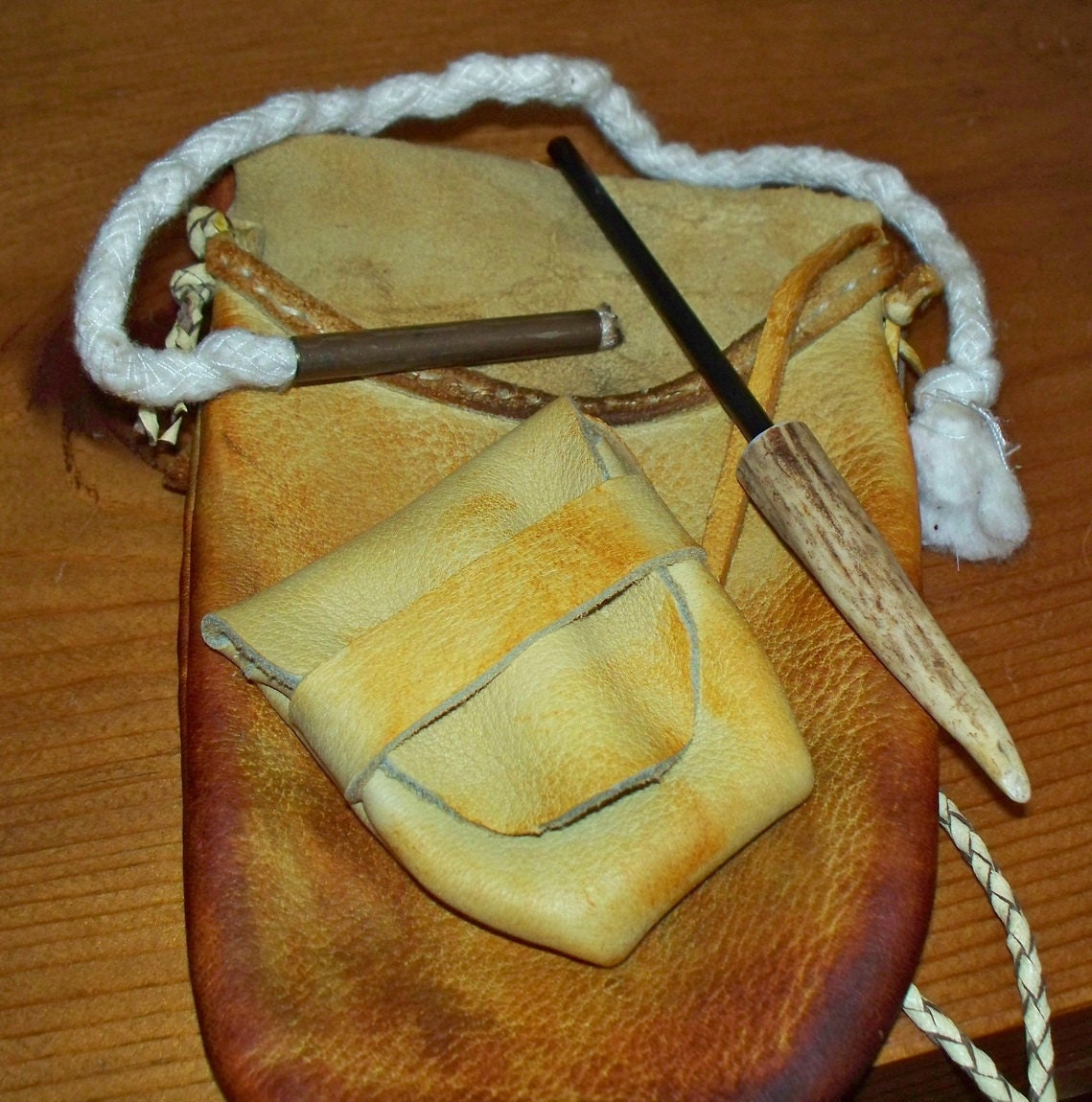 Primitive Fire Starter Kit with Tinder Tube in Decorated Old