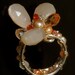 Reserved for RG, Peach Moonstone and sterling beaded ring