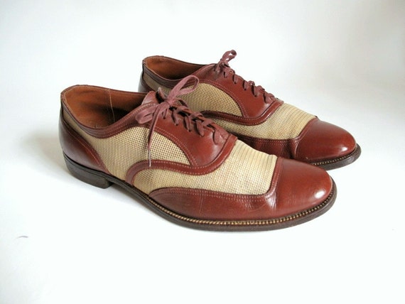 Vintage 1950s Mens Leather and Mesh Swing Shoes