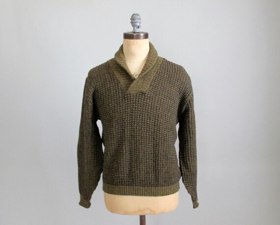 Vintage 1950s MENS Sweater : 50s Shawl Collar by RaleighVintage