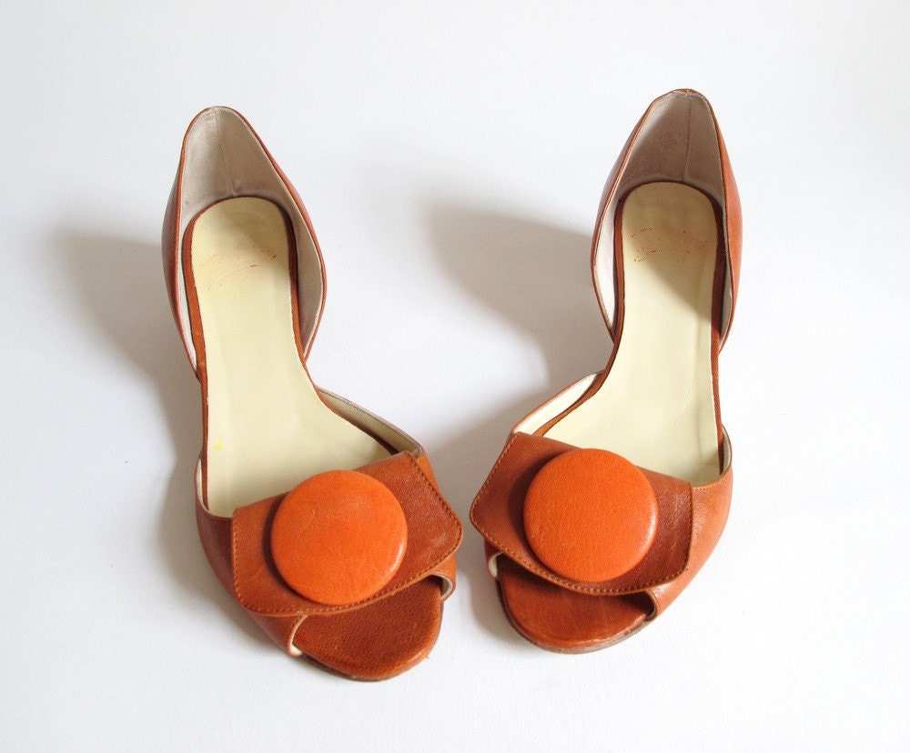 orange pointed toe flats