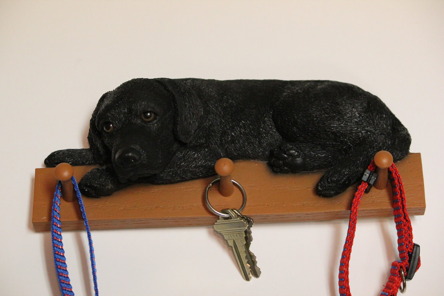 Black Lab Labrador Dog Leash Key Holder Hook Hooks Sculpture