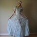 30s Dress Princess Pale Blue Sheer Organza Maxi Gown with Golden Speckles Party Prom Size Small sm (0-2-4)