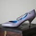 80s Kitten Heels Ballerina Pumps of Lavender Purple Leather Crisscross Straps Holiday Party Size Us 7.5 / Uk 5.5 / AU 37.5
