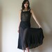 20s 30s Silk Chiffon Dress LBD Bias Cut Flared Hemline Sheer Black Tie Evening Gown Cocktail Party Size Small-Medium sm med md (0-2-4-6)