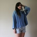 80s Faded Denim Top Jean Blouse Faded Light Blue Wash Cropped Top Bell Sleeves Washed Out Oversized All Sizes NWT Size Small-Medium-Large