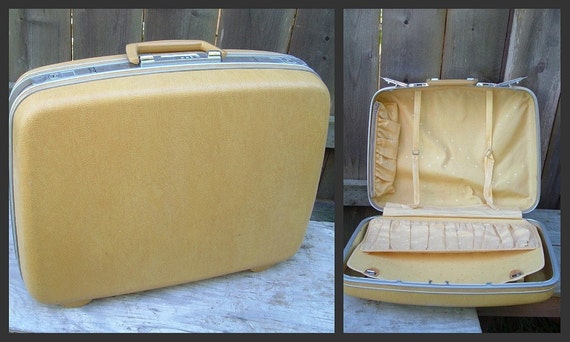Vintage 60s Suitcase Luggage Mustard by RecultivationVintage