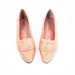 Vintage Tan Brown Leather Loafer Flats with Fringe Details Size 8