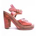 r e s e r v e d // f i n a l s a l e // Vintage Wood Heel Russet Brown Leather 70s Platform Heels Size 5