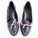 Vintage Navy Leather Woven Loafer Flats Size 6.5