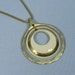 Vintage 70s BIG Hippie Boho Ceramic and Hammered Metal Medallion Necklace