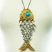 Vintage Statement Necklace - FISH SKELETON - Huge and Articulated - Signed Erwin Pearl