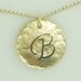 Hammered Gold Disc Necklace with a Custom Initial